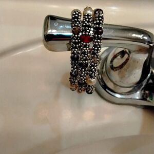 Faux Stones, Pearls and Pink Tourmalines set in Silver Plate